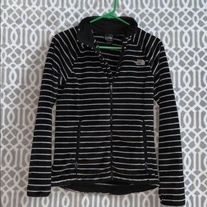 The North Face black&white striped fuzzy jacket